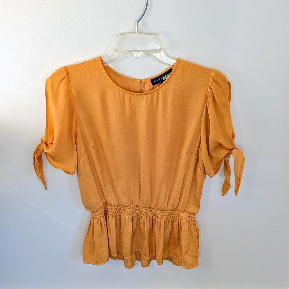 Slate & Willow - Sunflower Tangerine Peasant Blouse - Size 4